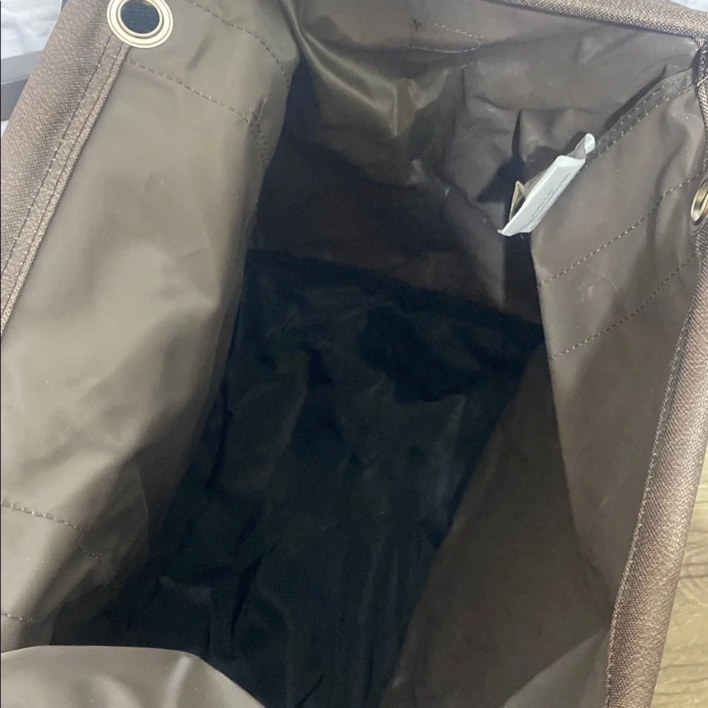 Thirty-One Brown and Black Duffel Bag with Wide-Mouth Opening